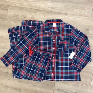 Vera Bradley 2XL Womens Pajama Set Plaid Red Blue Sleepwear Loungewear NEW